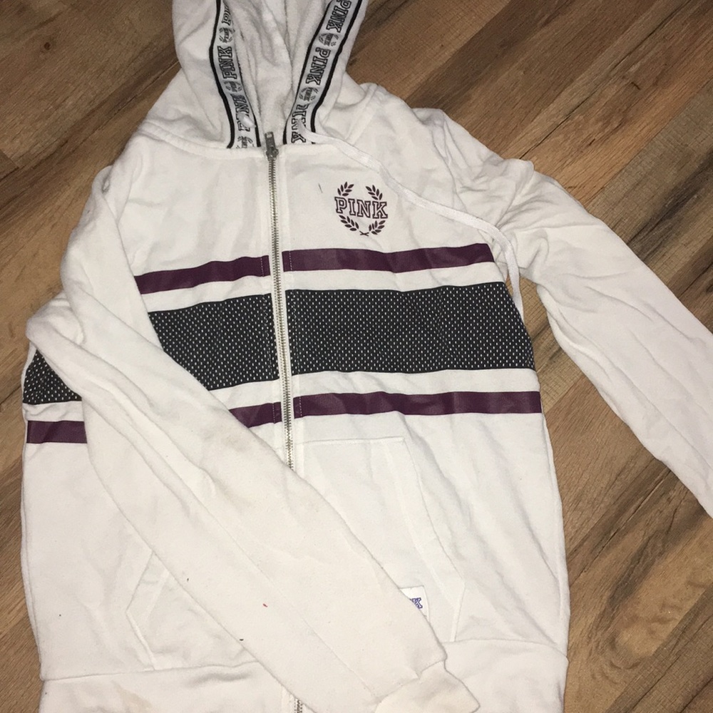 White Victoria’s Secret pink hoodie zip up